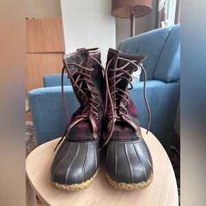 EUC L.L. Bean Women's Wool Plaid Bean Boots Size 7